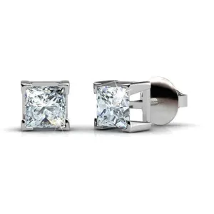 0.50-3.00 CT Princess Cut Diamonds - Stud Earrings