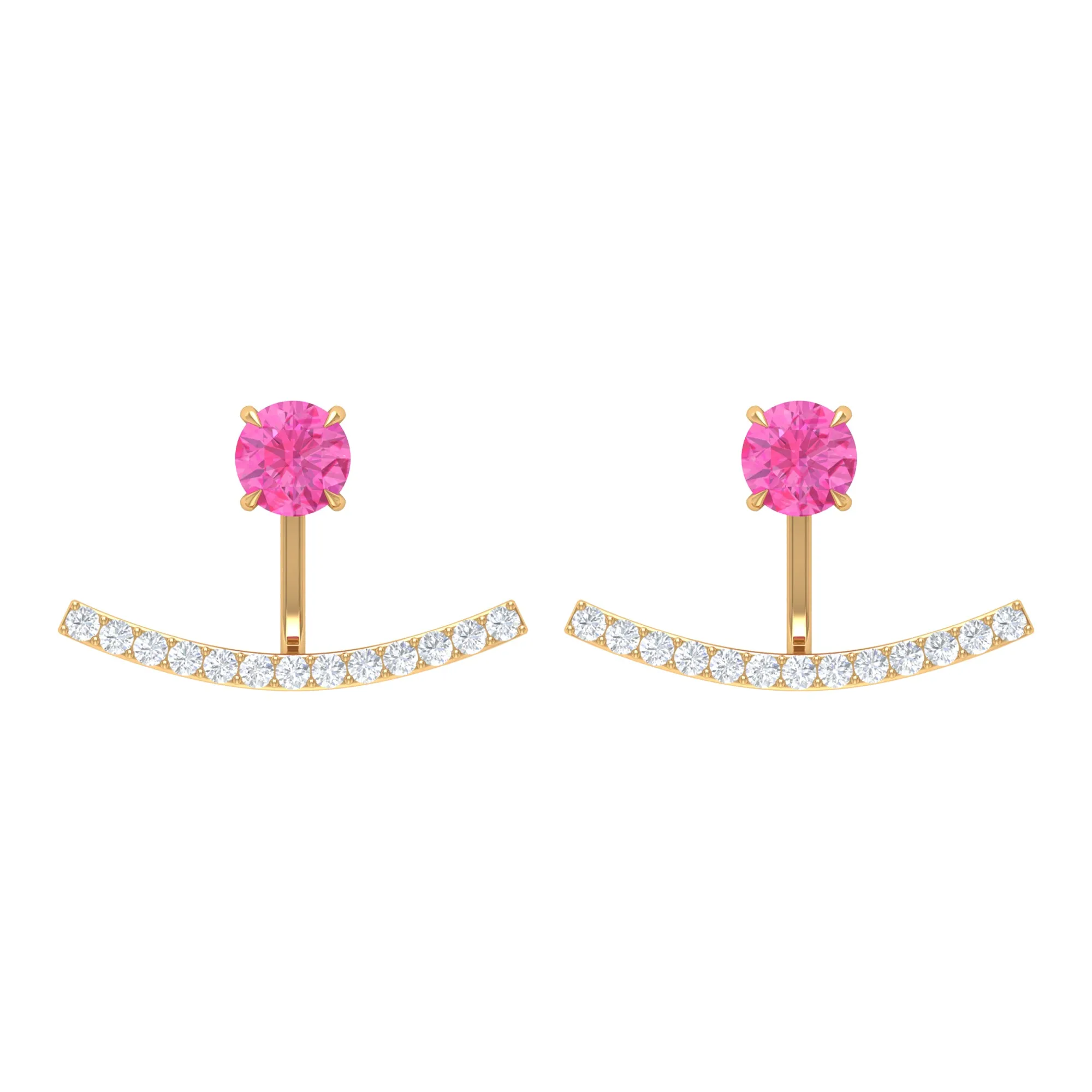 1 CT Pink Sapphire and Diamond Classic Jacket Earrings