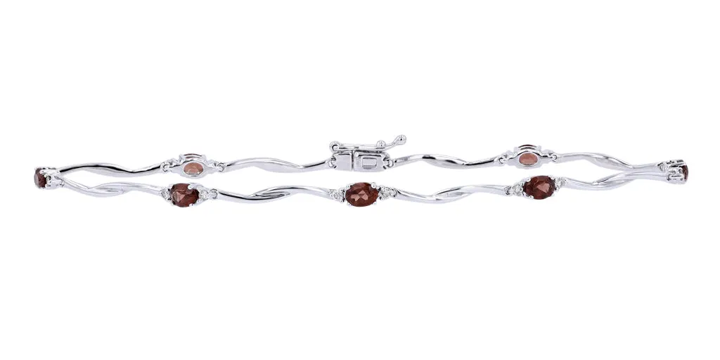10K WG Garnet Bracelet