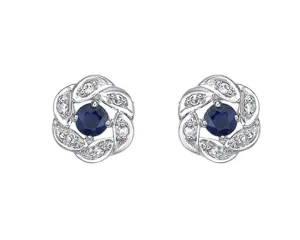 10k White Gold Blue Sapphire and Diamond Earrings