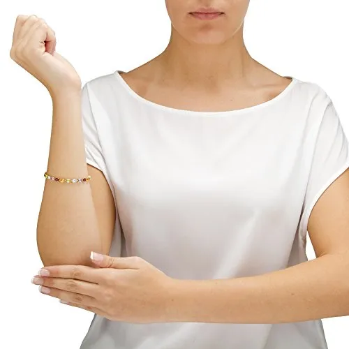 10K Yellow Gold Oval Cut Genuine Gemstone, Tennis Bracelet (3.5mm), Box Clasp, 7.25 inches