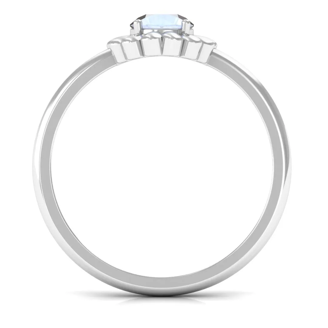 1/2 CT Round Cut Solitaire Moonstone Gold Flower Ring