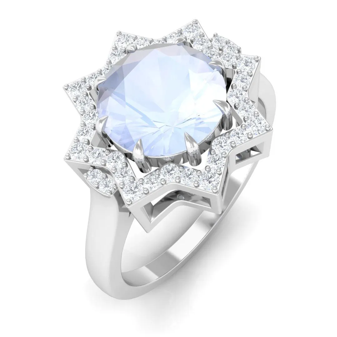 1.25 CT Moonstone Star Shape Engagement Ring with Diamond