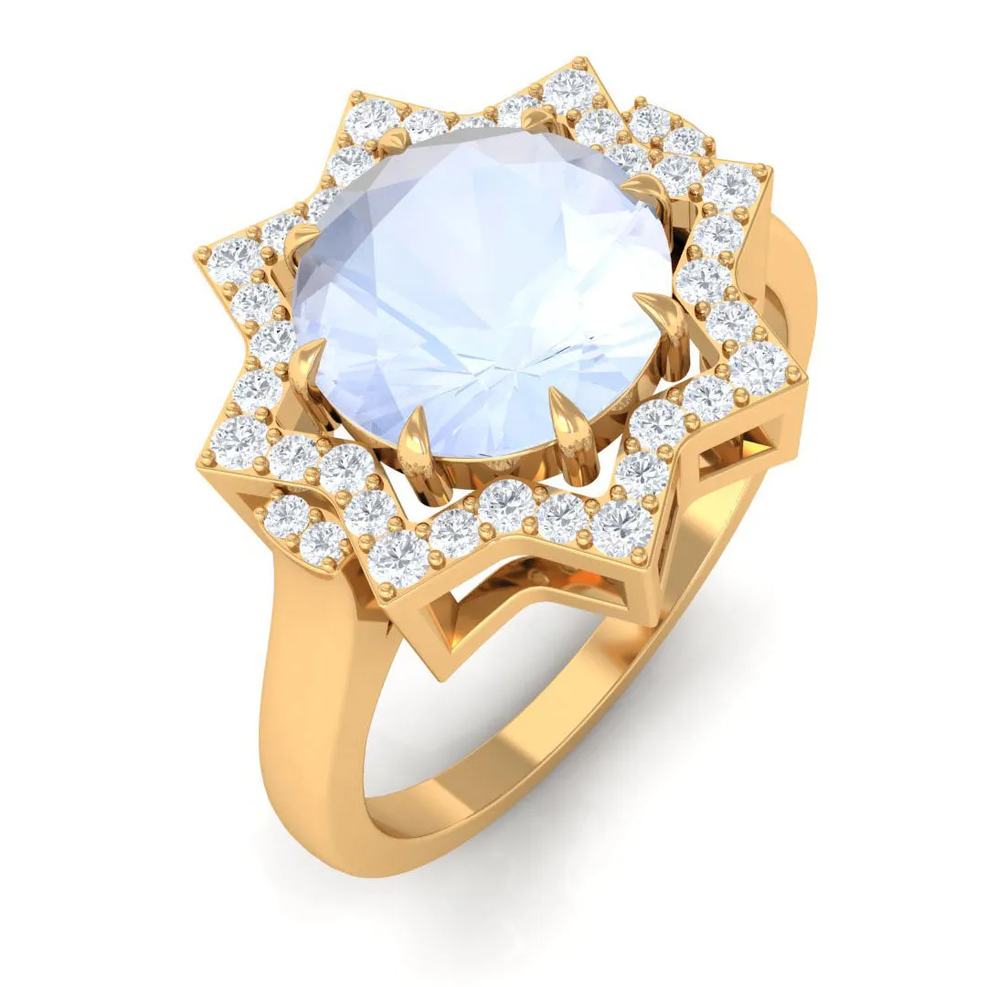 1.25 CT Moonstone Star Shape Engagement Ring with Diamond