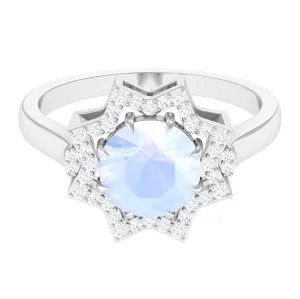 1.25 CT Moonstone Star Shape Engagement Ring with Diamond