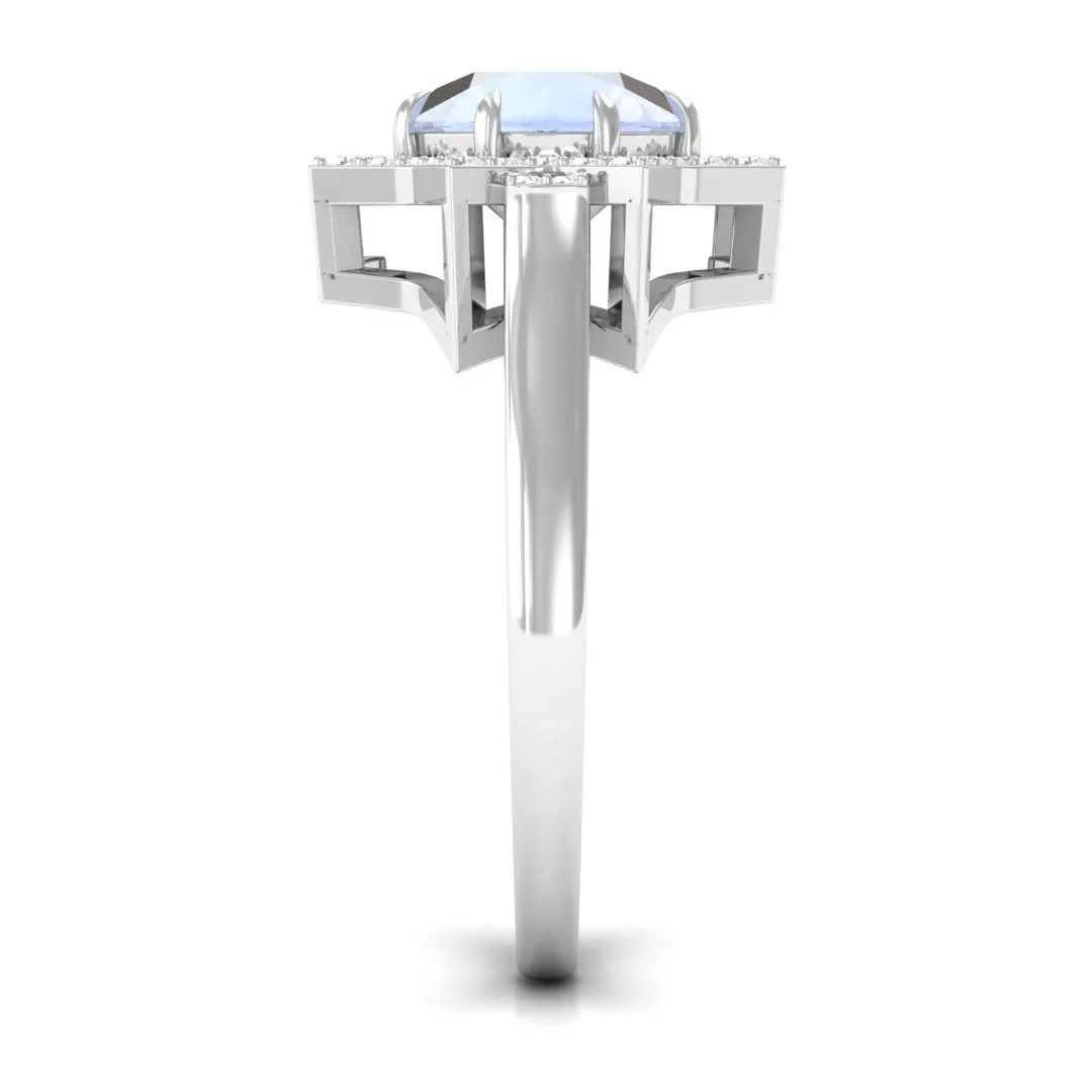 1.25 CT Moonstone Star Shape Engagement Ring with Diamond