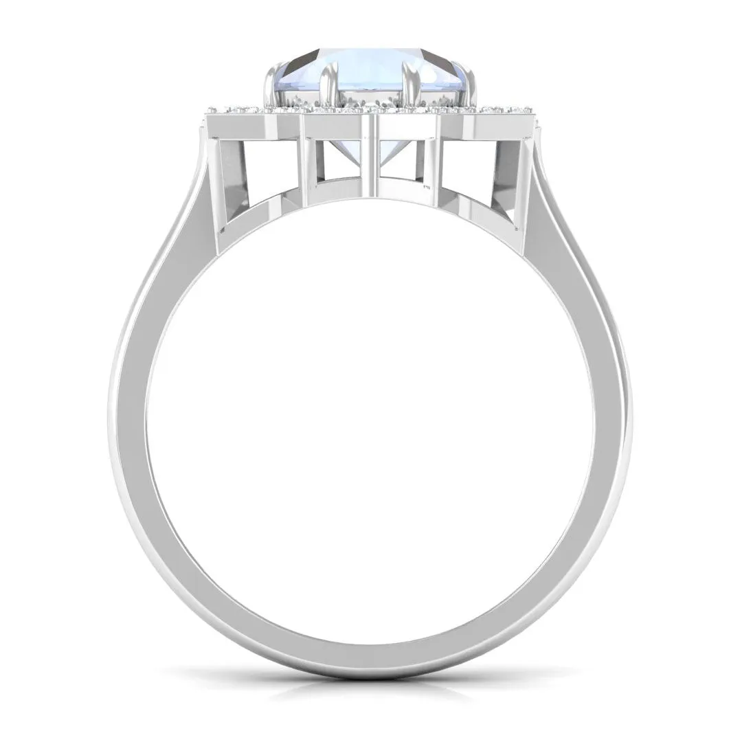 1.25 CT Moonstone Star Shape Engagement Ring with Diamond