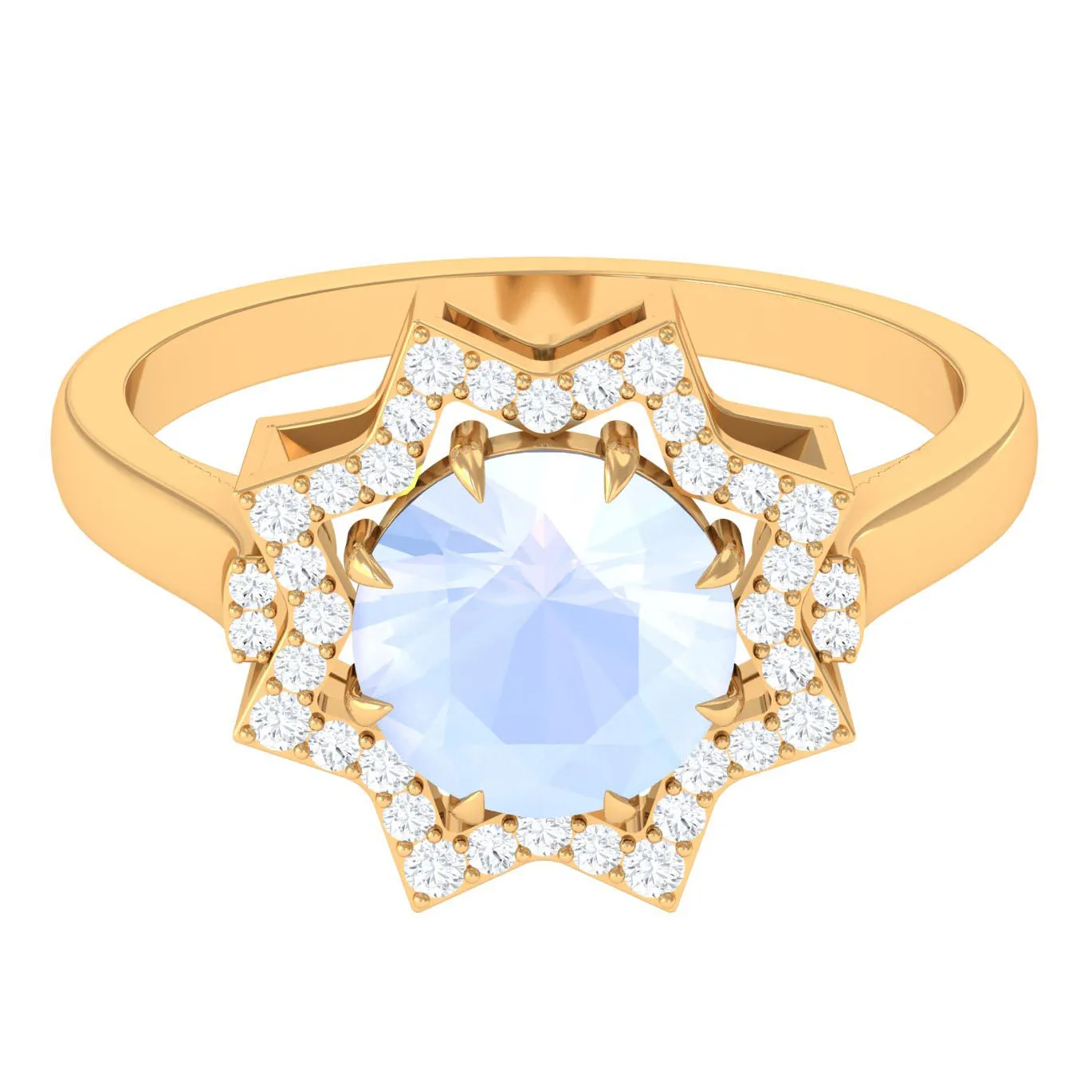 1.25 CT Moonstone Star Shape Engagement Ring with Diamond