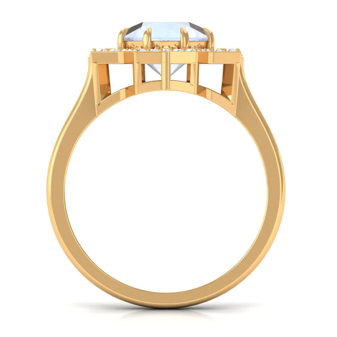 1.25 CT Moonstone Star Shape Engagement Ring with Diamond