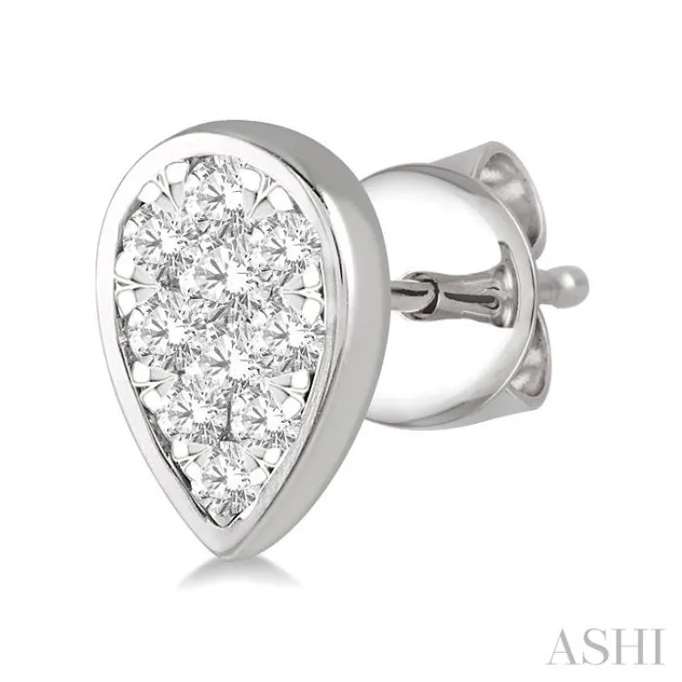 1/3 ctw Pear Shape Lovebright Round Cut Diamond Earring in 14K White Gold