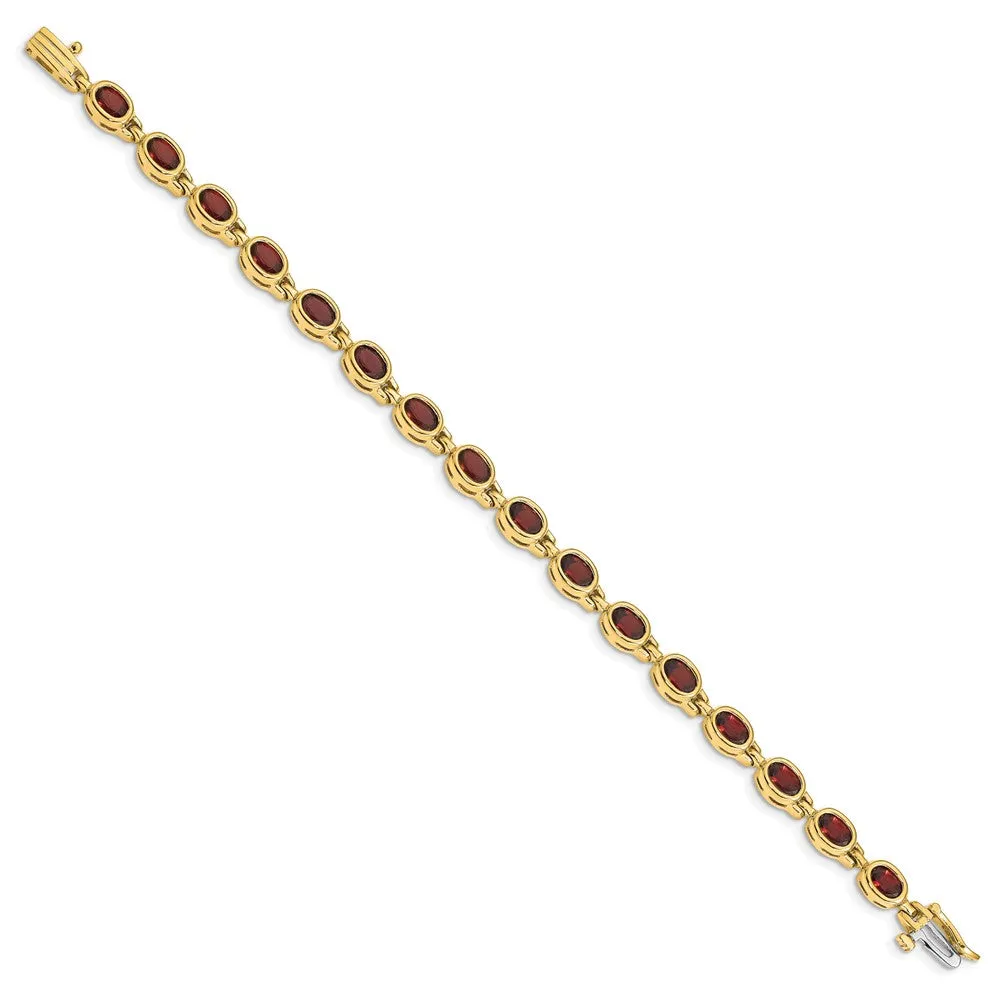 14k Oval Gemstone Garnet Bracelet
