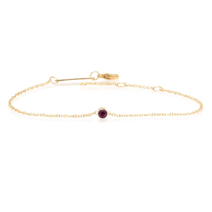 14K Yellow Gold Bezel Set Garnet Bracelet