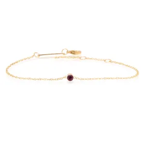 14K Yellow Gold Bezel Set Garnet Bracelet