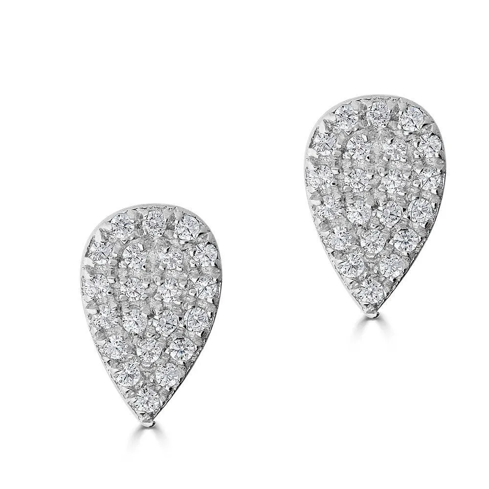 14KT Gold .16 CTW Diamond Pear Stud Earrings