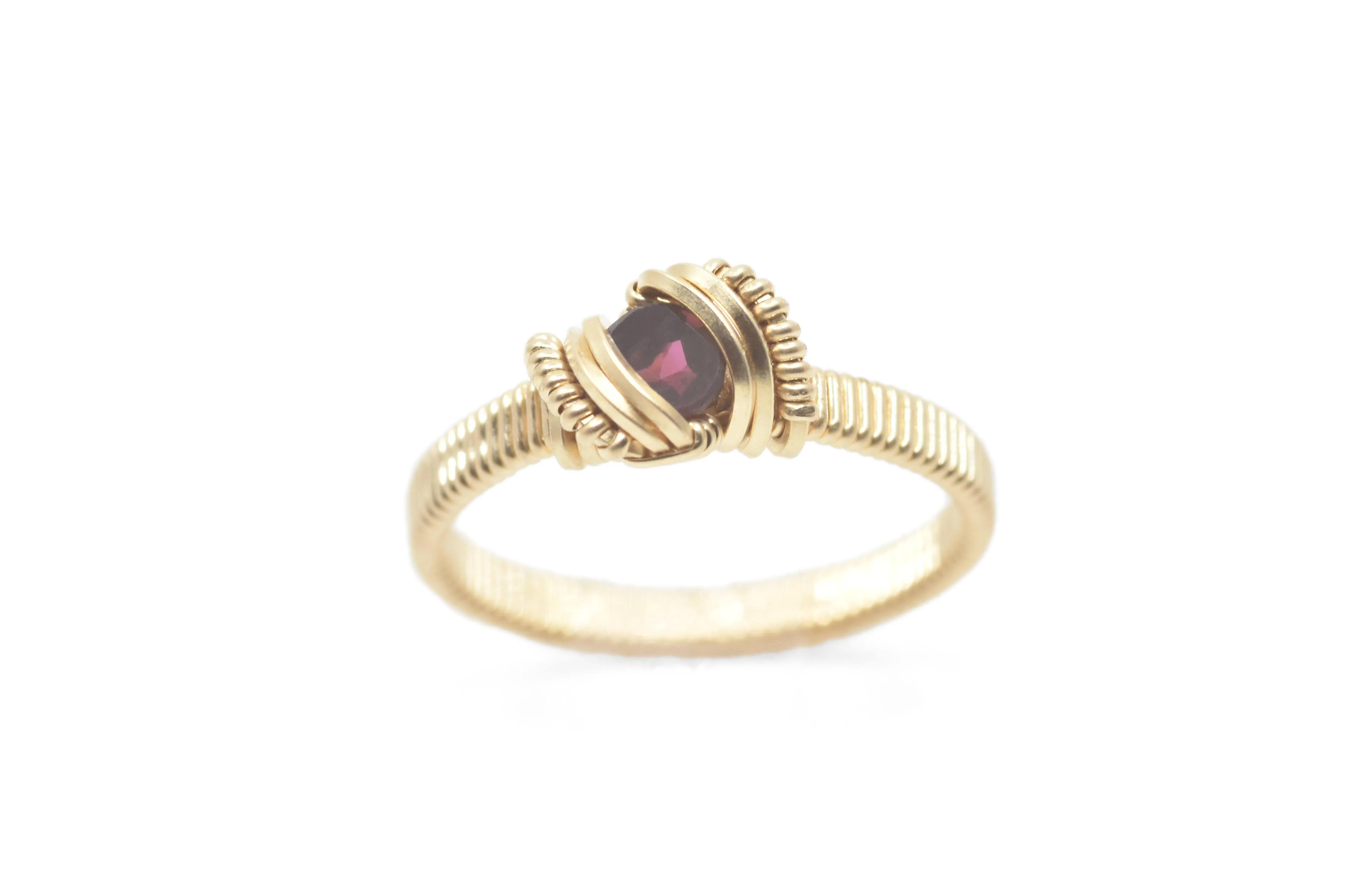 14kt Gold Filled Wire Wrapped Garnet Ring