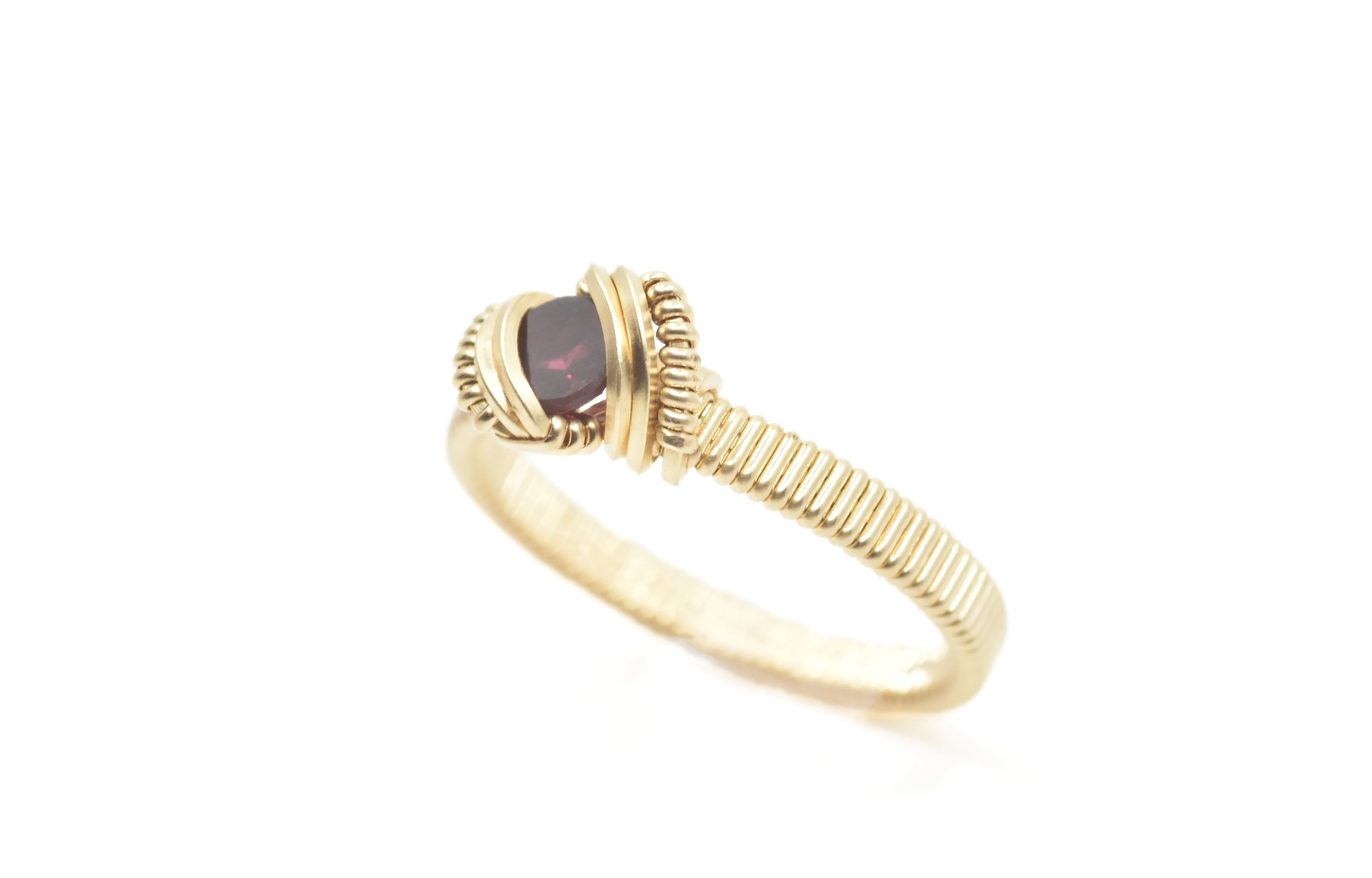 14kt Gold Filled Wire Wrapped Garnet Ring