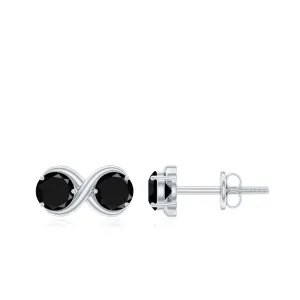 1.50 CT Created Black Diamond Two Stone Infinity Stud Earrings