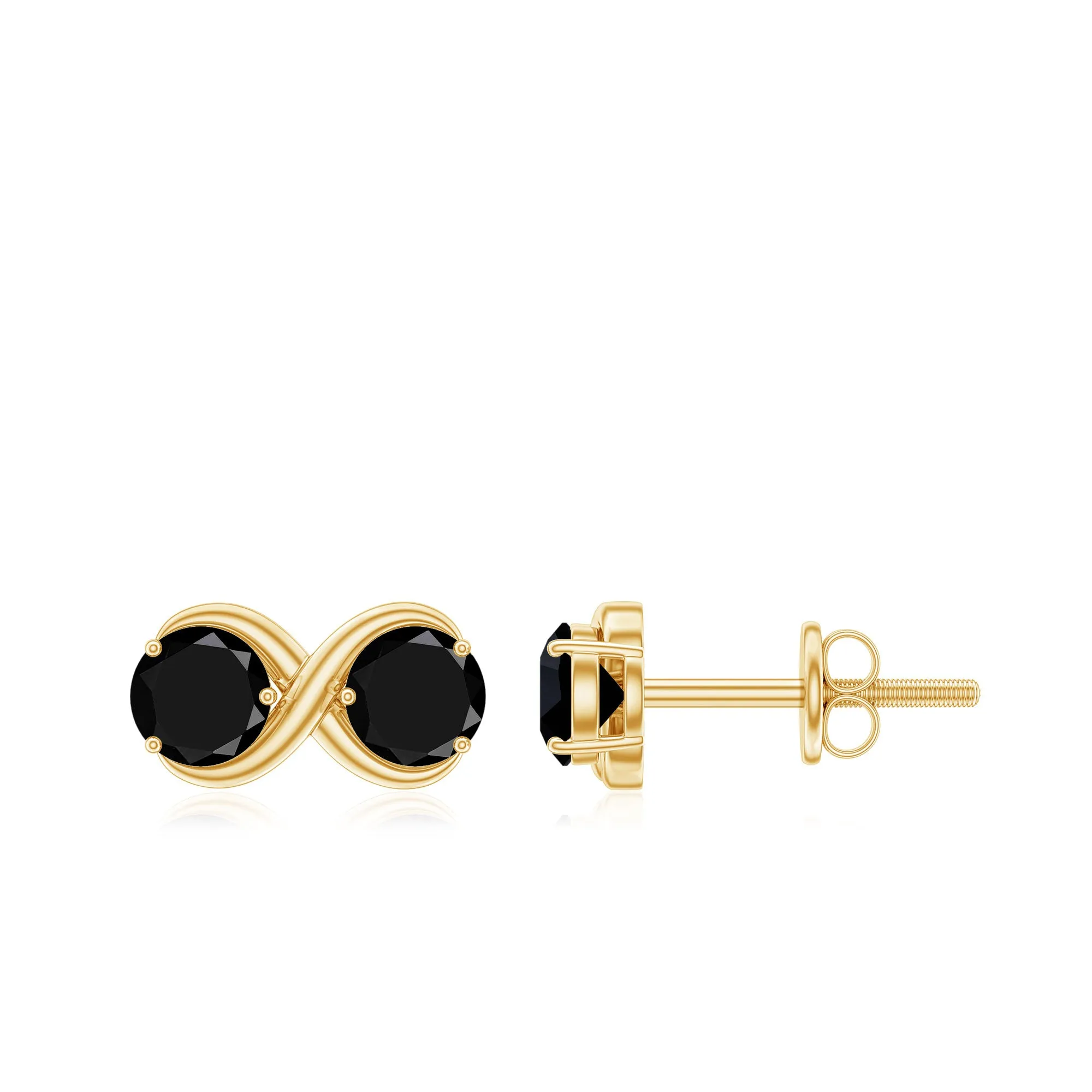 1.50 CT Created Black Diamond Two Stone Infinity Stud Earrings