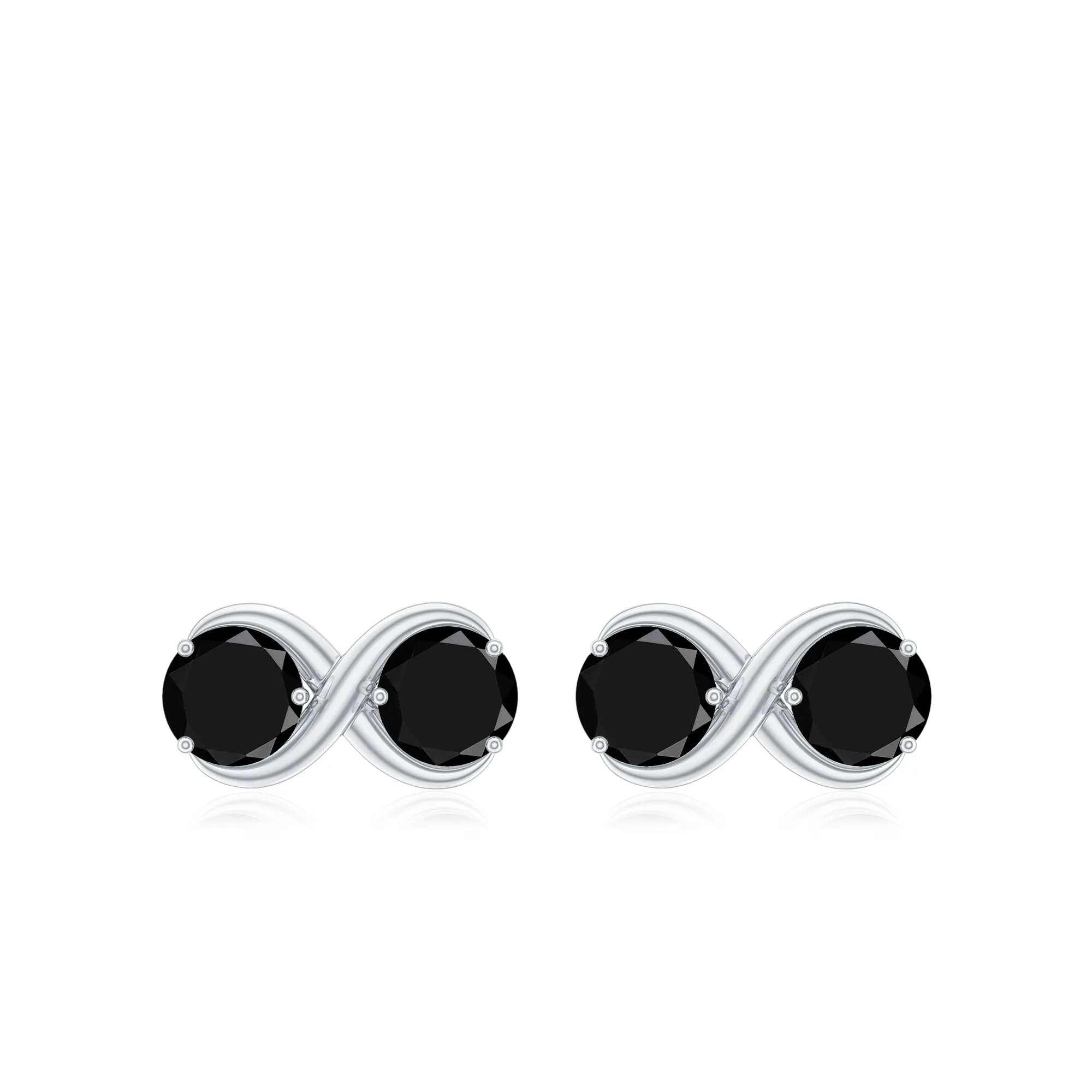 1.50 CT Created Black Diamond Two Stone Infinity Stud Earrings