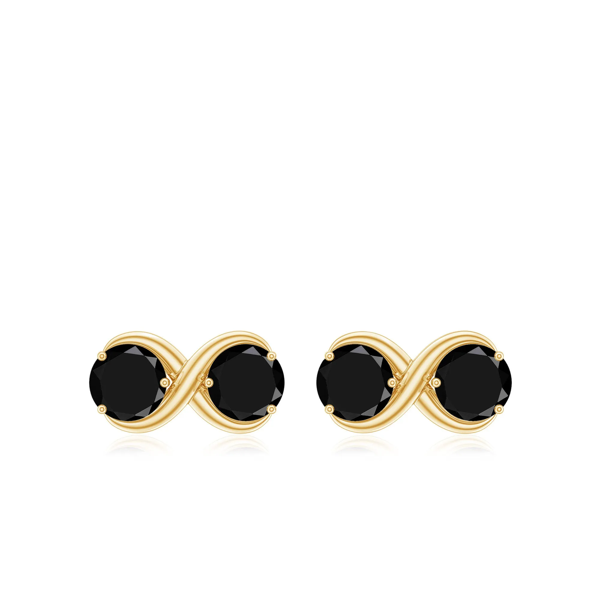 1.50 CT Created Black Diamond Two Stone Infinity Stud Earrings