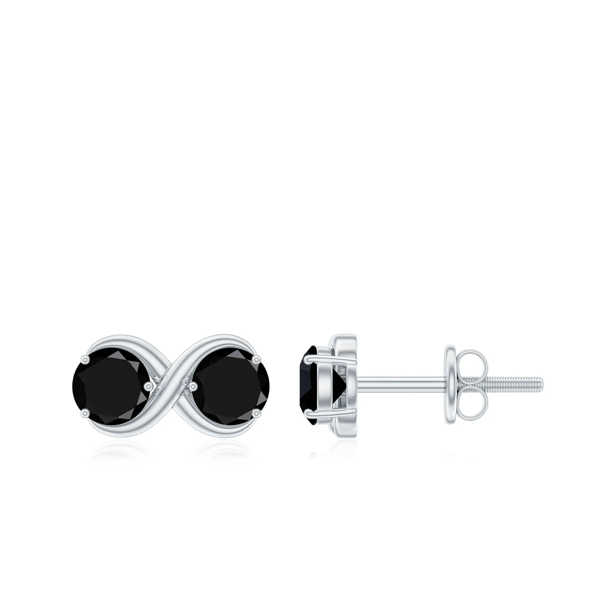 1.50 CT Created Black Diamond Two Stone Infinity Stud Earrings