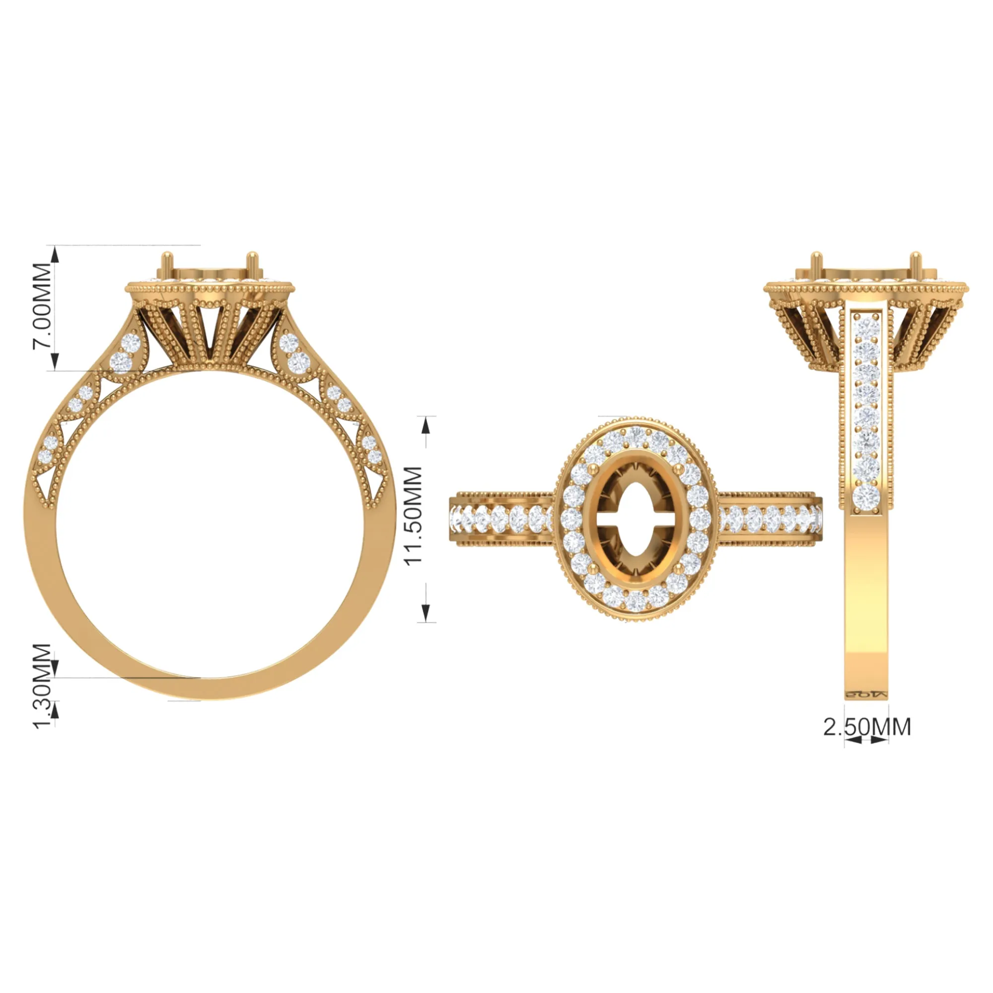 1.50 CT Moonstone and Diamond Engagement Ring with Milgrain Details