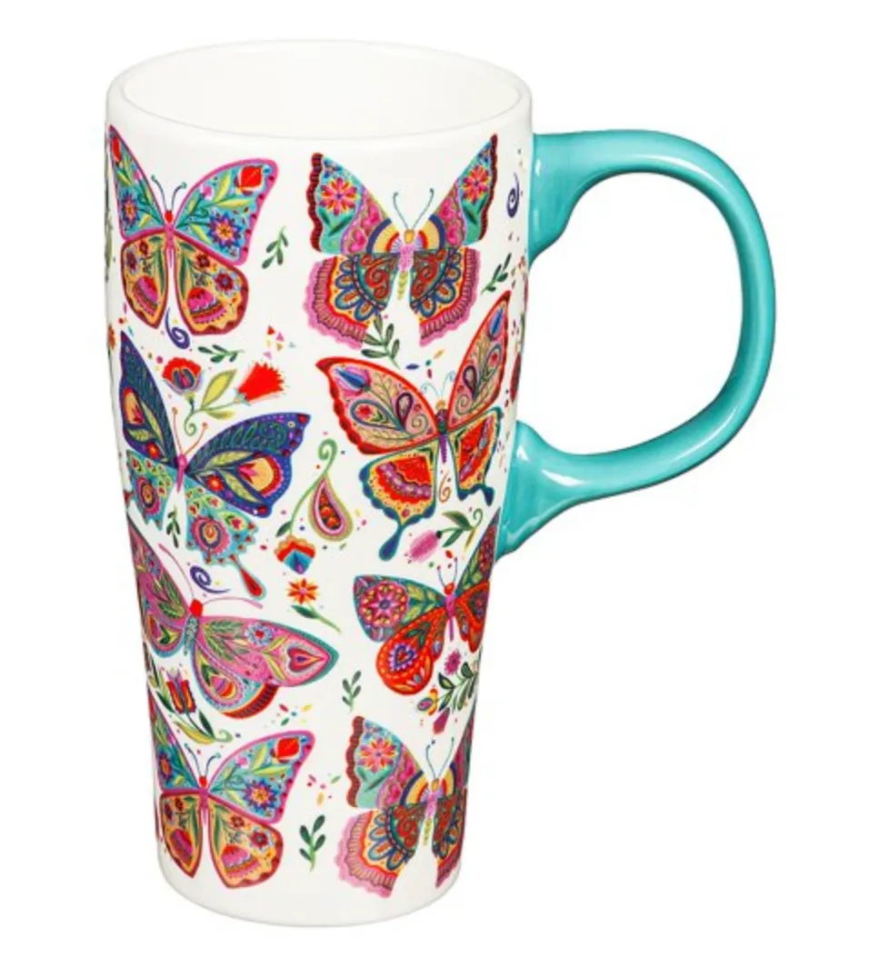 16 OZ Ceramic Latte Cup Girl with the Butterfly Tattoo