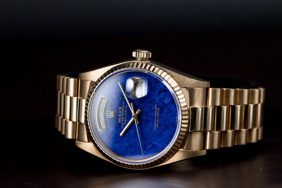 1984 Rolex 18K YG Day-Date 18038 with Blue Lapis Dial