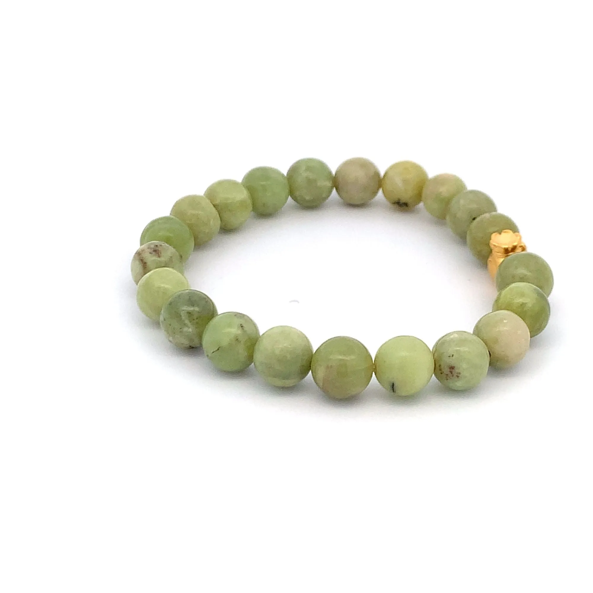 24K Gold Money Bag Lucky Charm Bracelet Gemstones Natural Peridot 8mm