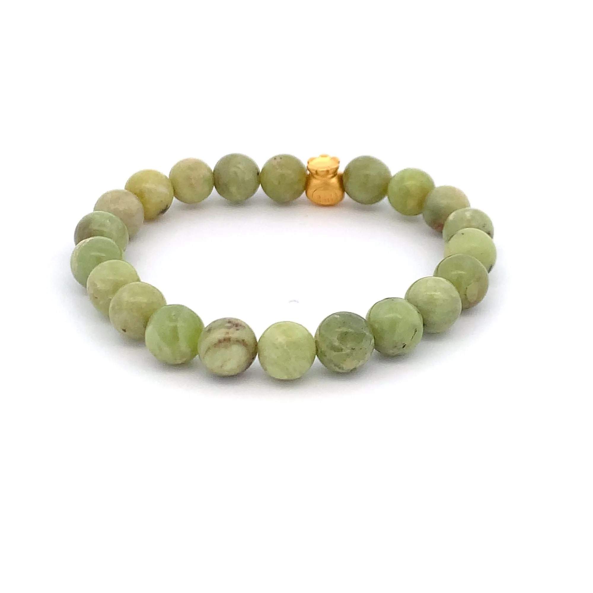 24K Gold Money Bag Lucky Charm Bracelet Gemstones Natural Peridot 8mm