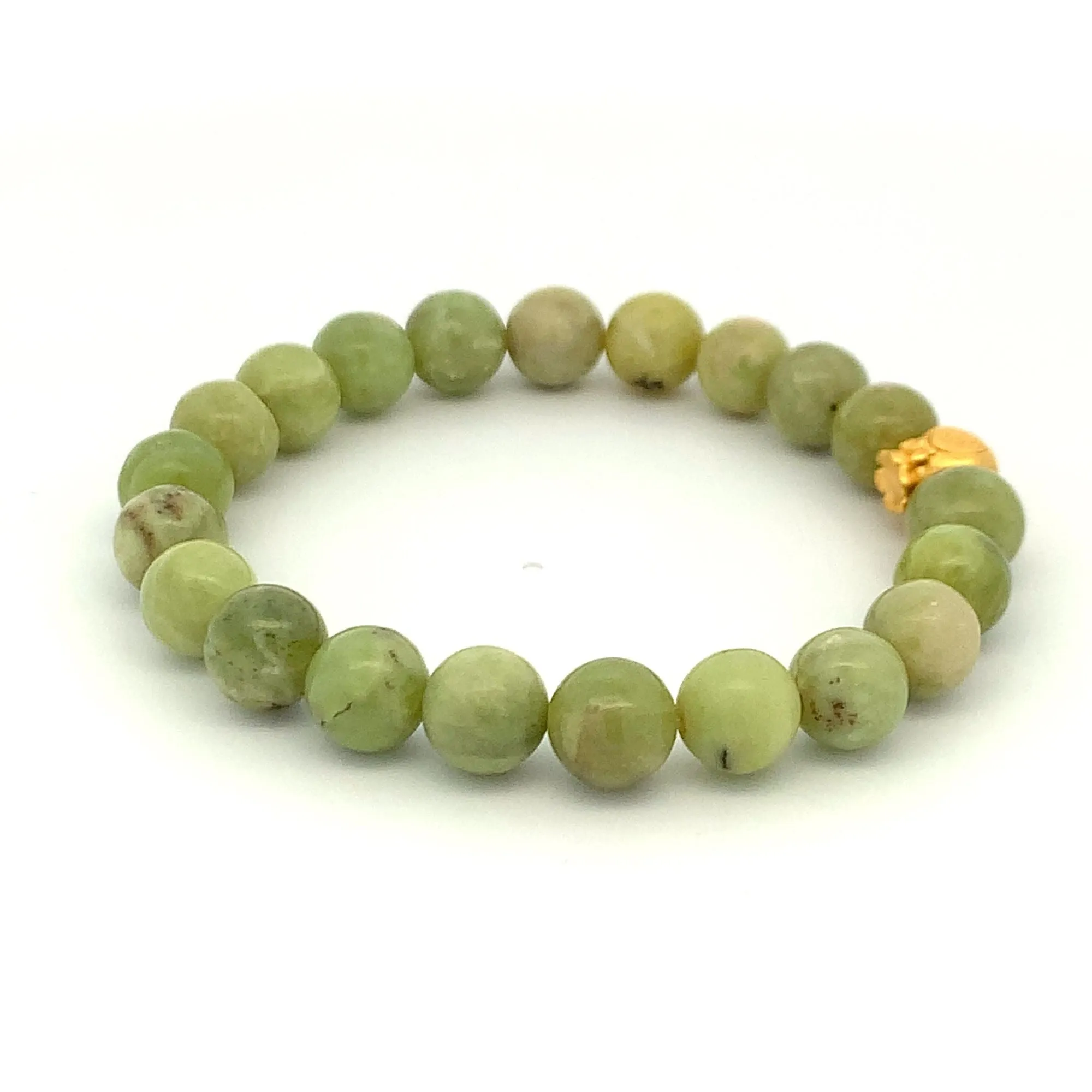 24K Gold Money Bag Lucky Charm Bracelet Gemstones Natural Peridot 8mm