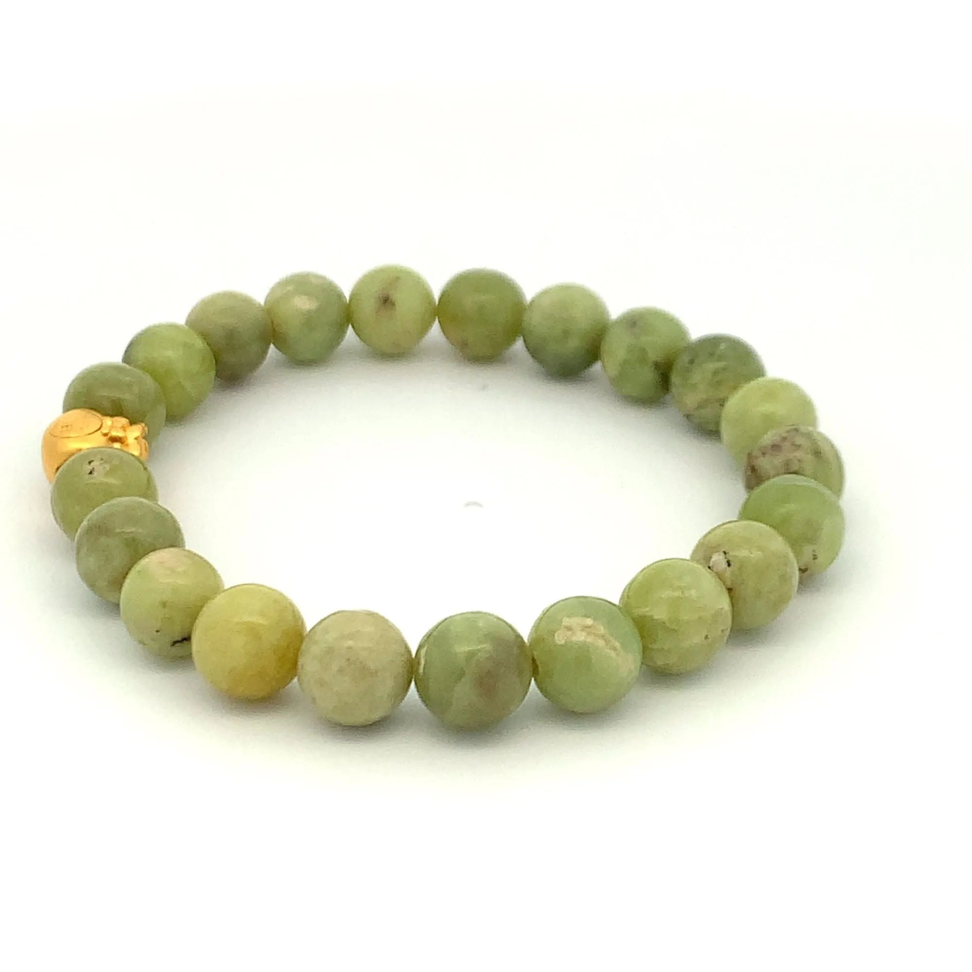 24K Gold Money Bag Lucky Charm Bracelet Gemstones Natural Peridot 8mm