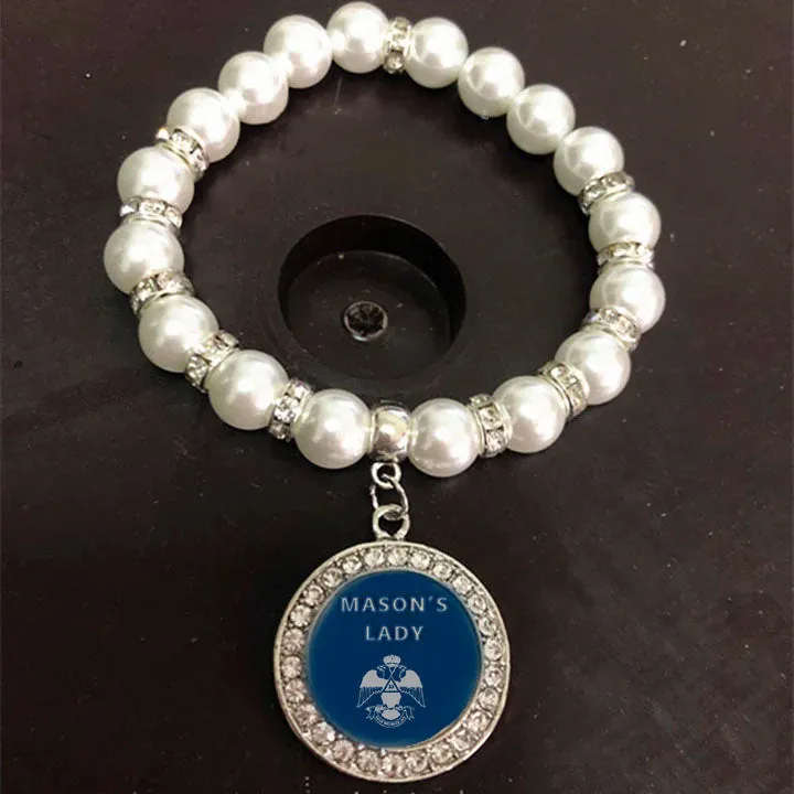 33rd Degree Scottish Rite Bracelet - Wings Down Gold and White