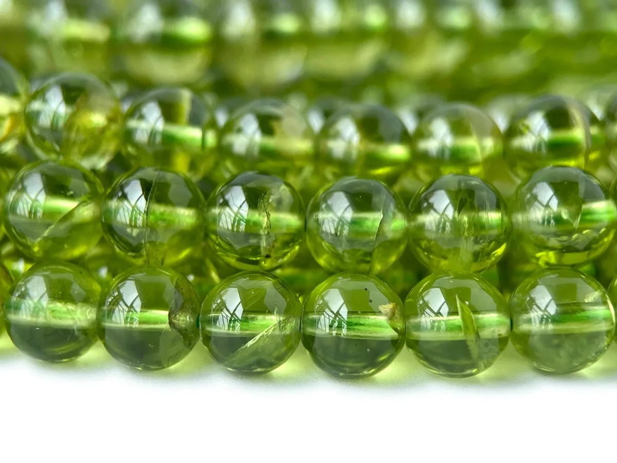 7.5" AAA Natural Peridot 5mm~6mm round beads, genuine peridot