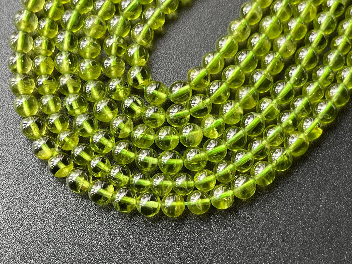 7.5" AAA Natural Peridot 5mm~6mm round beads, genuine peridot
