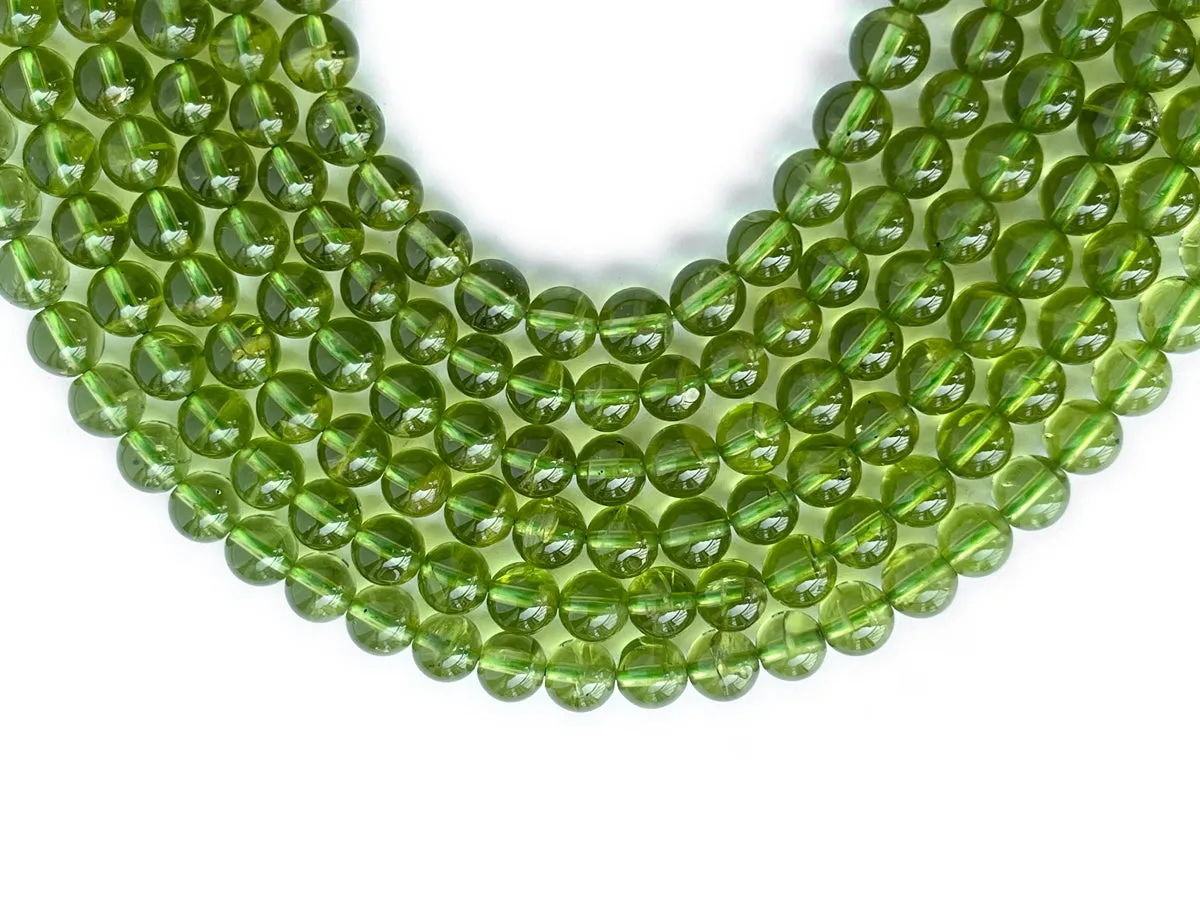 7.5" AAA Natural Peridot 5mm~6mm round beads, genuine peridot