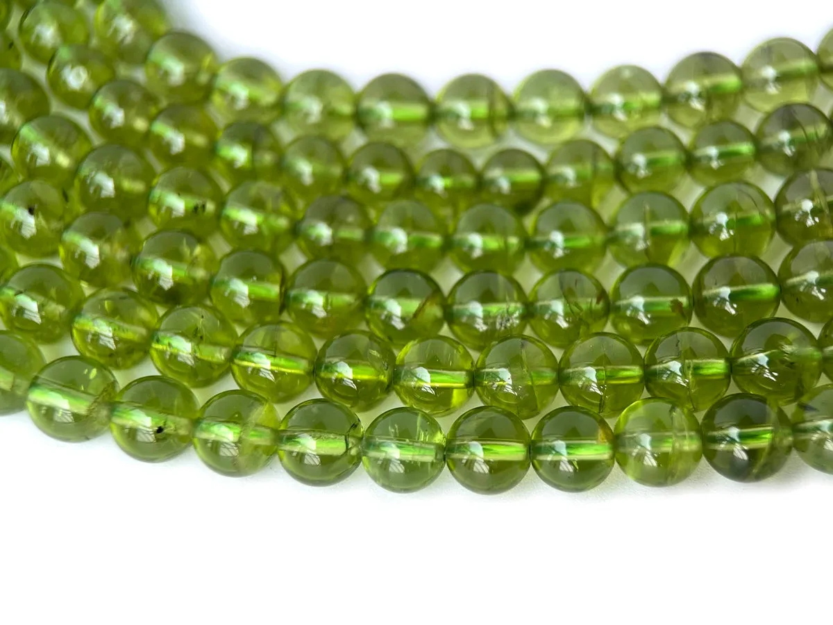 7.5" AAA Natural Peridot 5mm~6mm round beads, genuine peridot