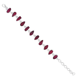925 Sterling Silver Flawless Natural Garnet Women Bracelet