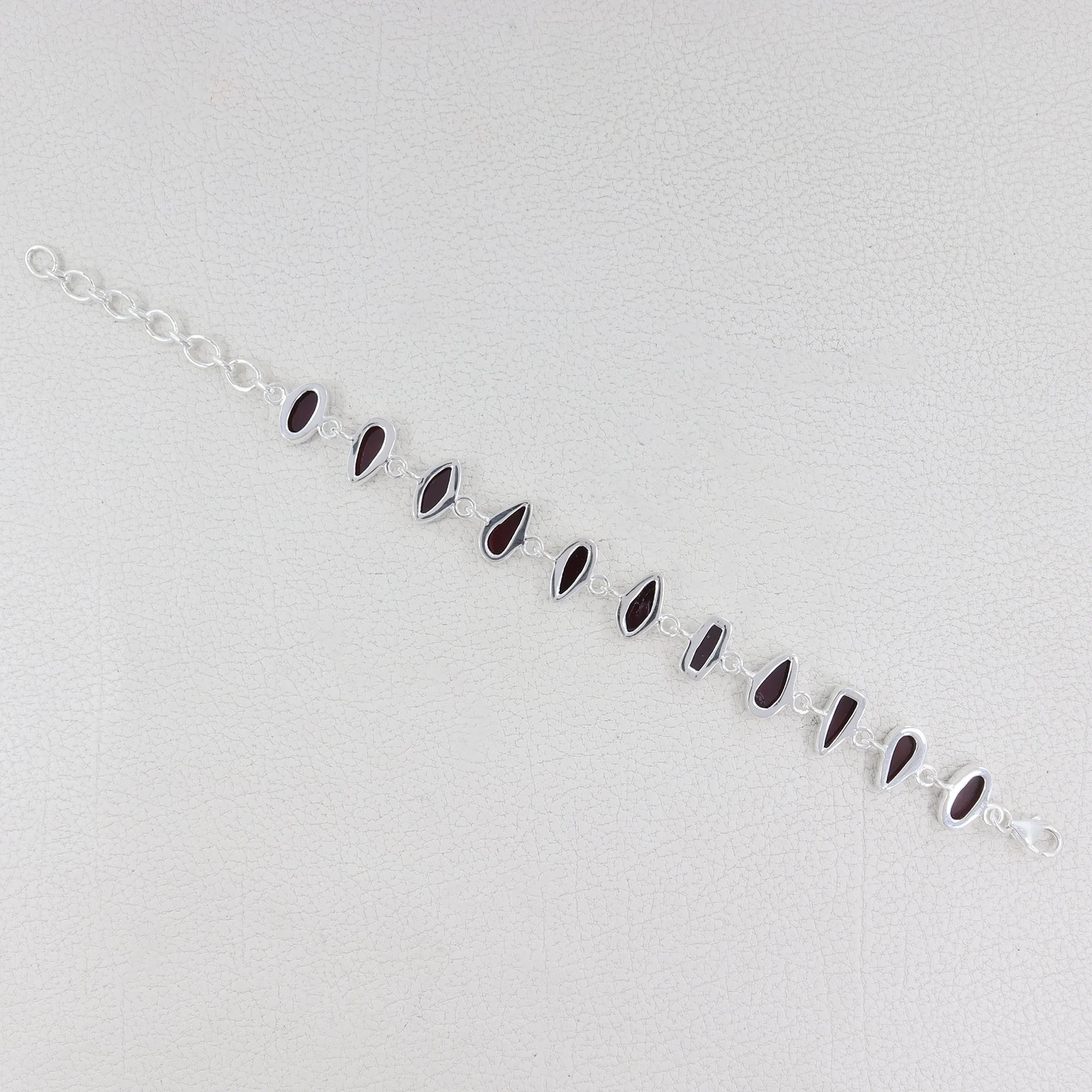 925 Sterling Silver Flawless Natural Garnet Women Bracelet