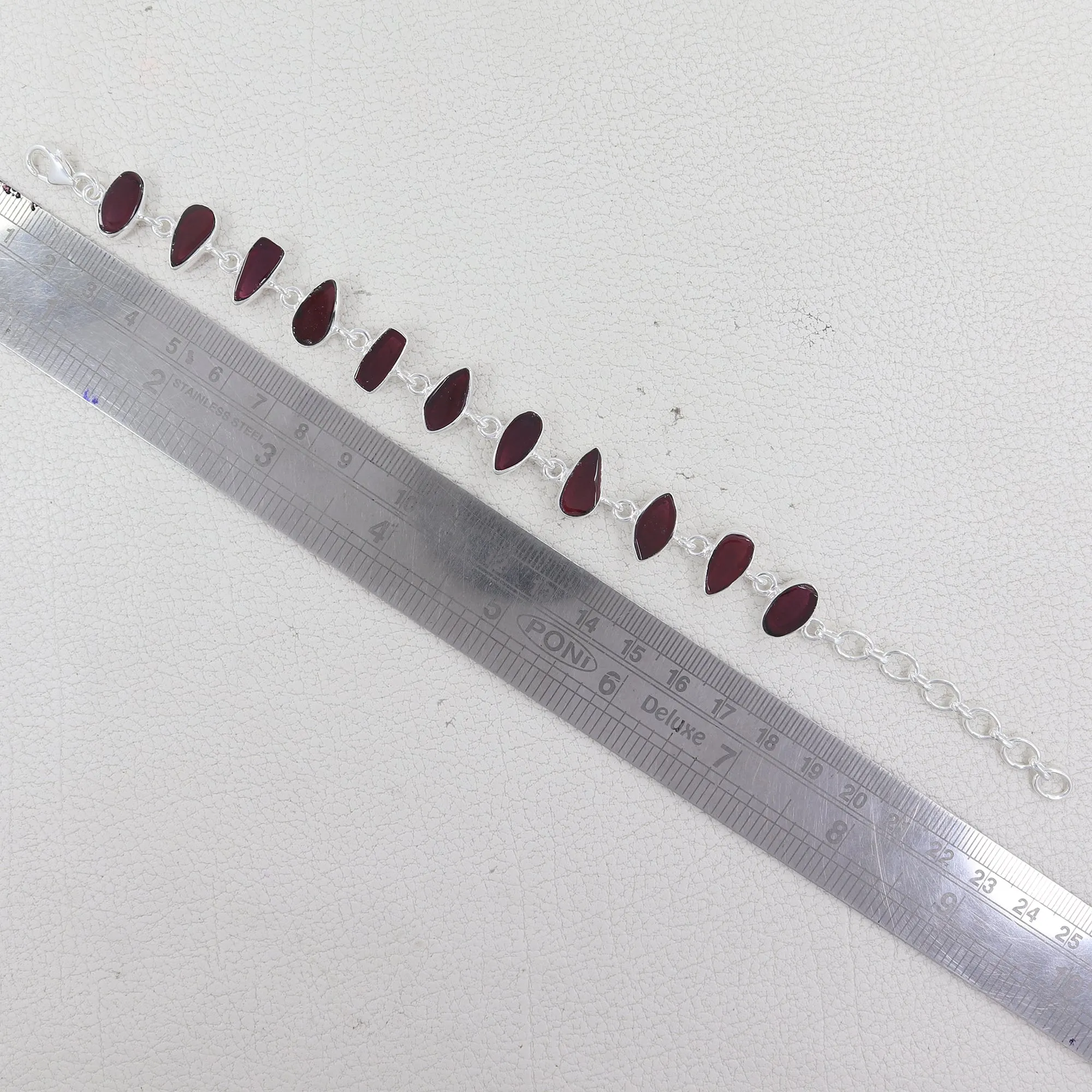 925 Sterling Silver Flawless Natural Garnet Women Bracelet