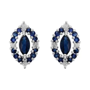 925er Sterlingsilber Saphir & Diamant Ohrstecker Ohrringe