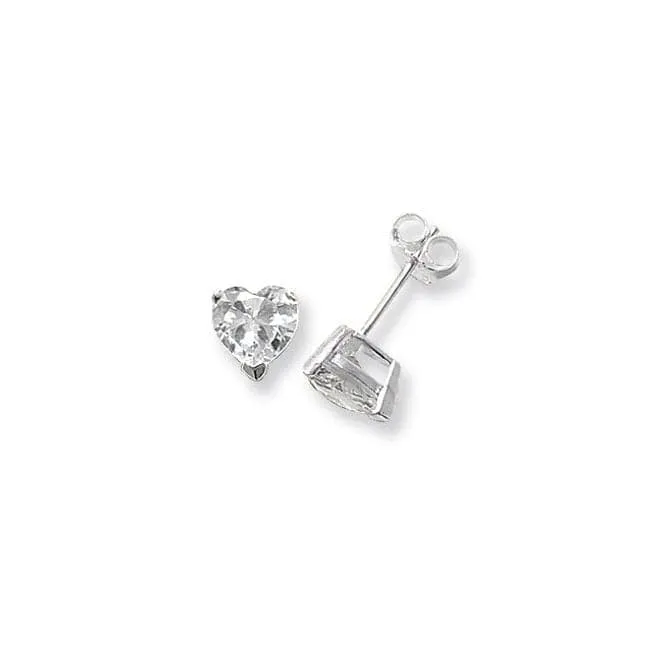 Acotis Silver Stud Earrings Heart Love Symbol G5156CZ