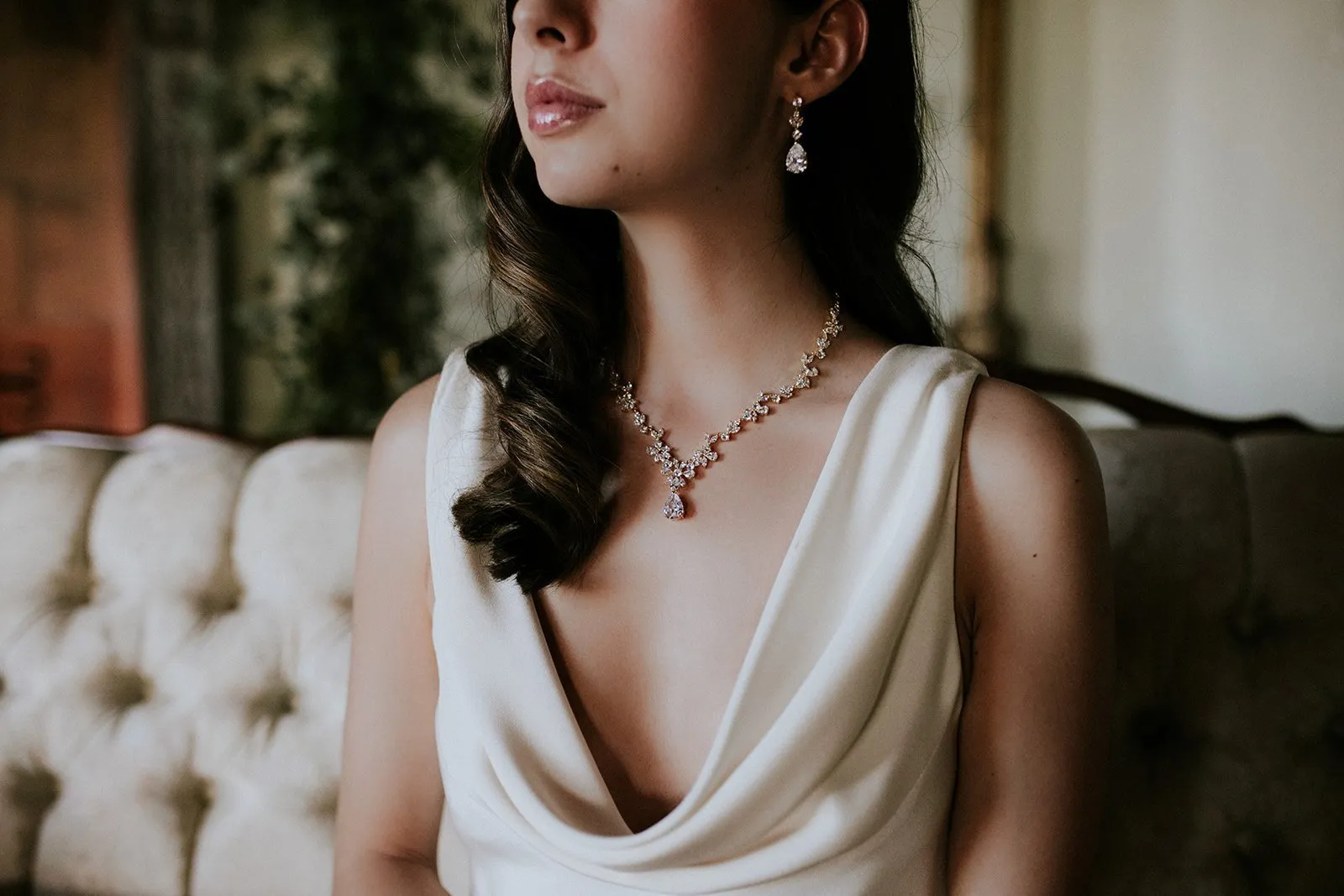 ADELIE Simulated Diamond Pear Drop Wedding Earrings