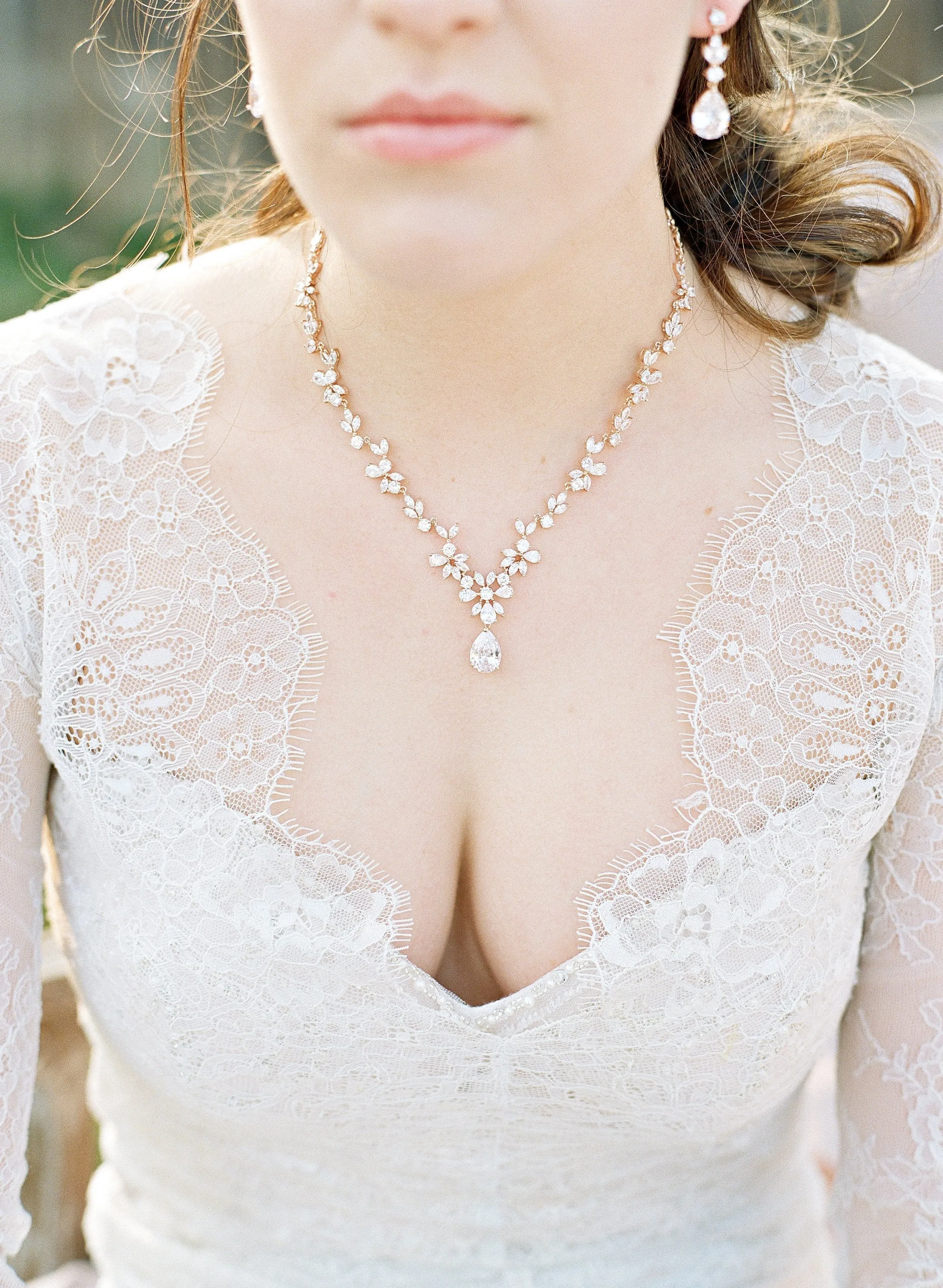 ADELIE Simulated Diamond Pear Drop Wedding Earrings