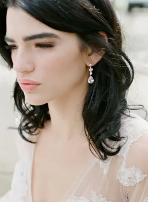 ADELIE Simulated Diamond Pear Drop Wedding Earrings