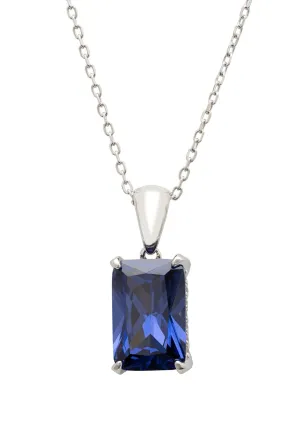 Alexandra Rectangle Gemstone Necklace Silver Tanzanite