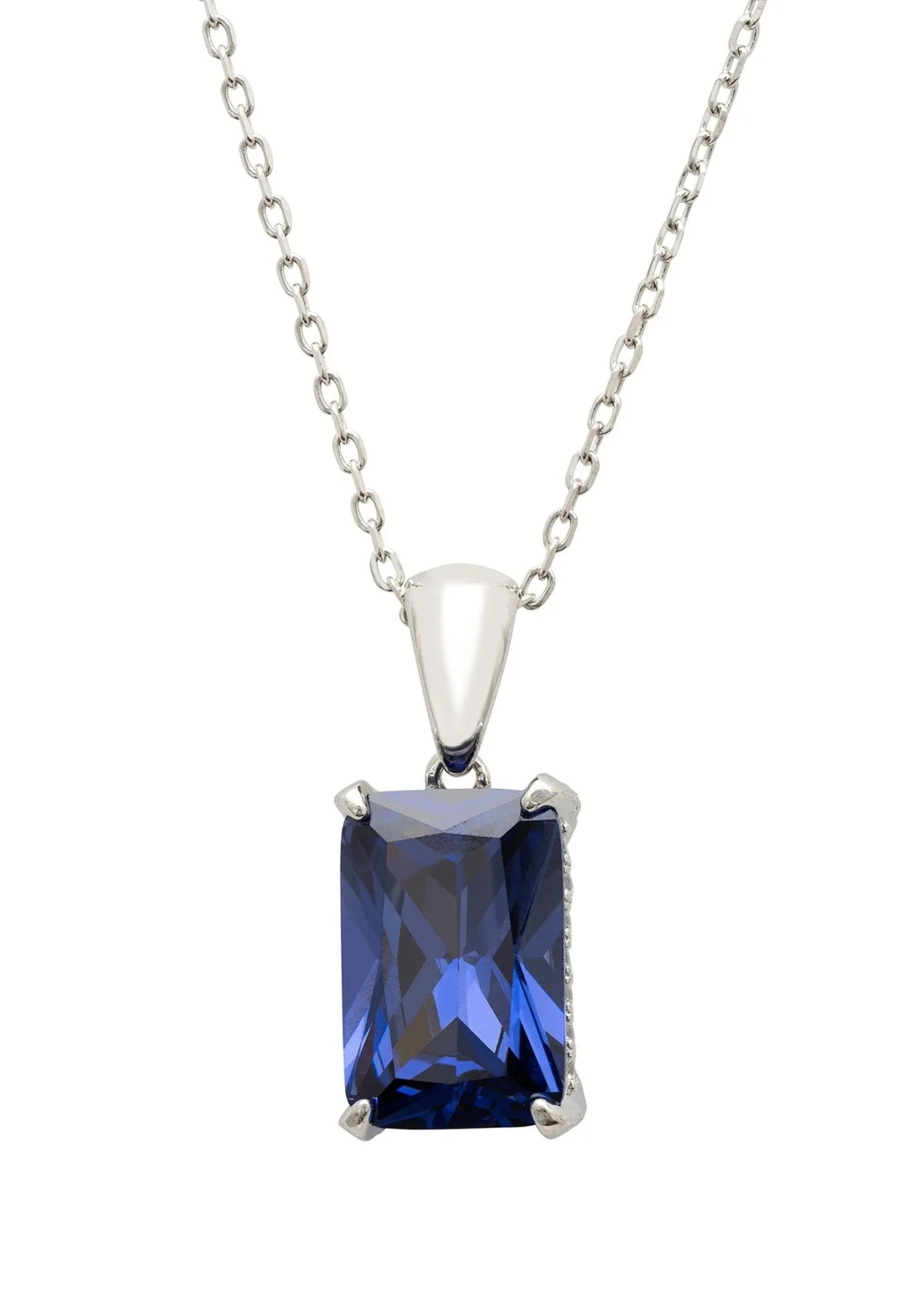 Alexandra Rectangle Gemstone Necklace Silver Tanzanite