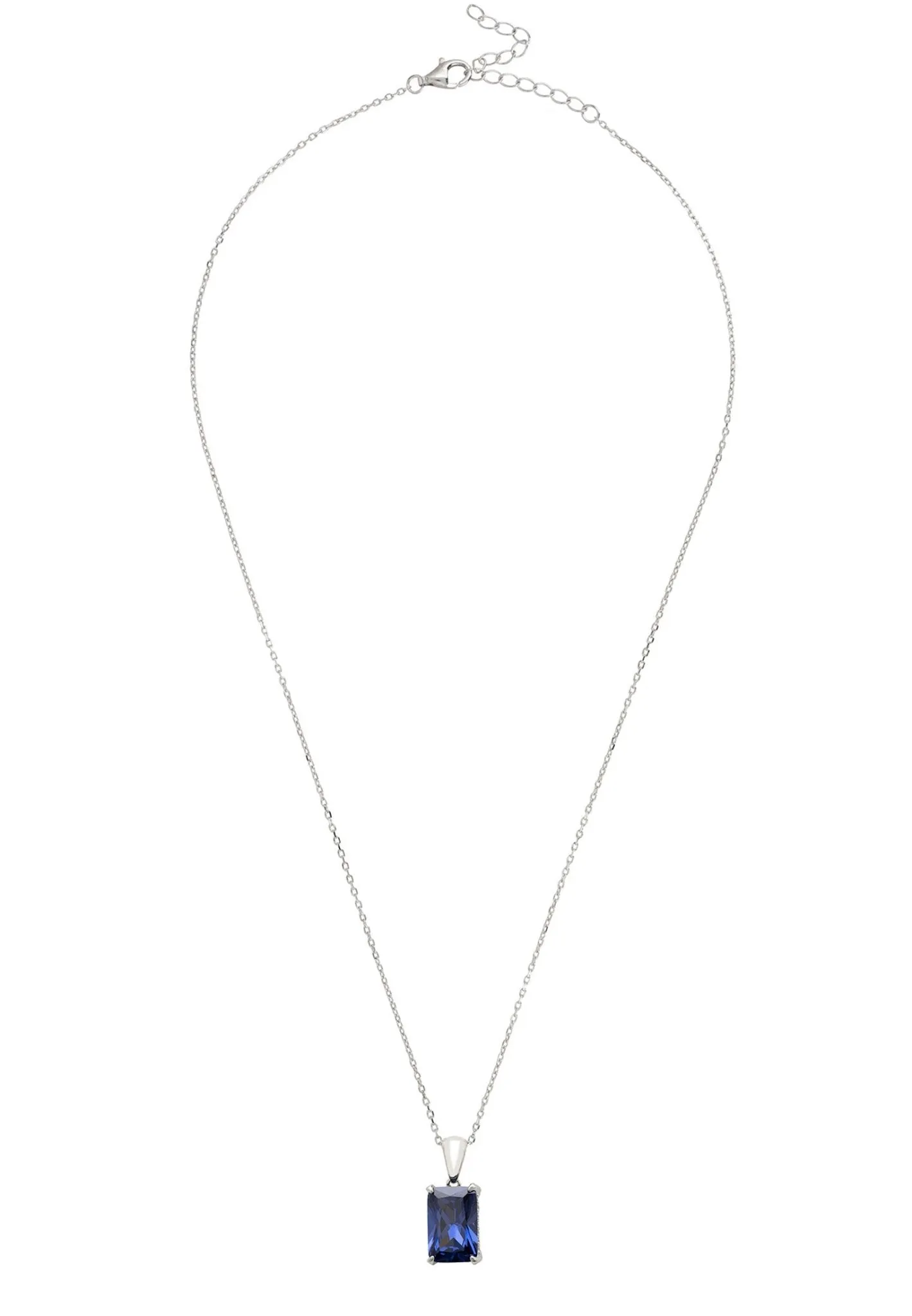 Alexandra Rectangle Gemstone Necklace Silver Tanzanite