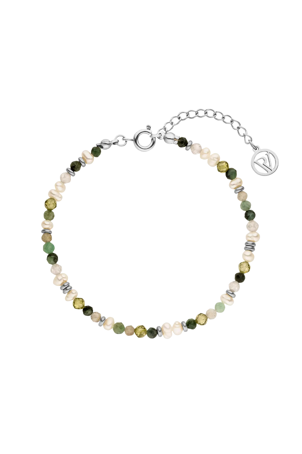 Amalfi Green Bead Set Silver