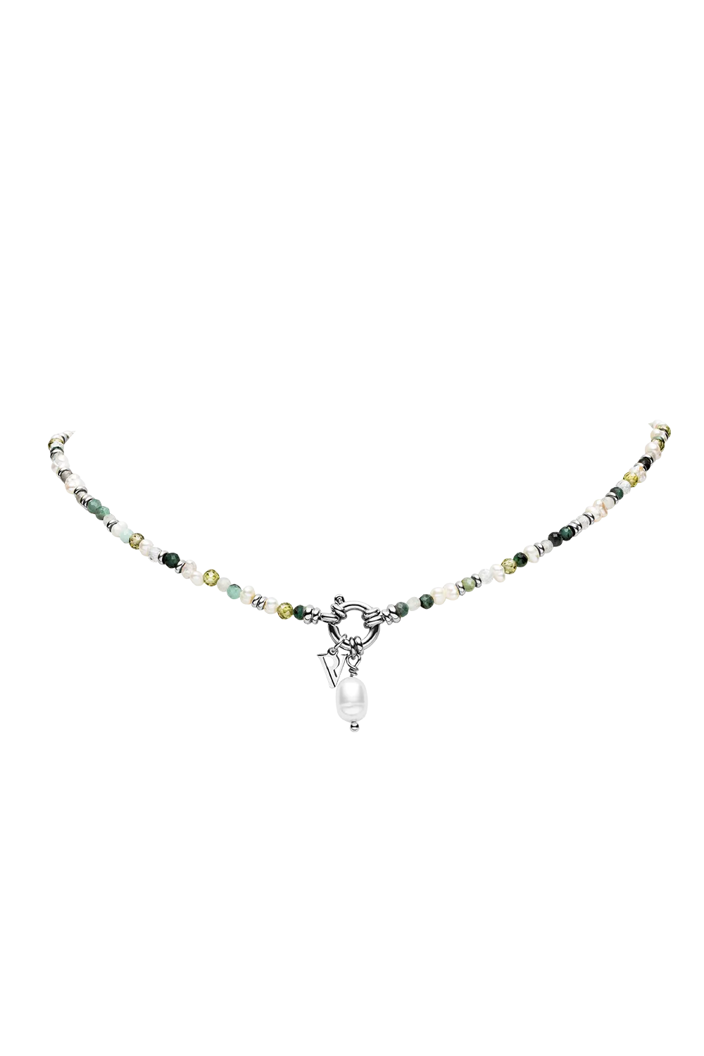 Amalfi Green Bead Set Silver